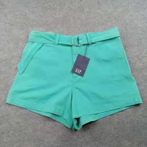 GAP Shorts Womens 12 Green 4 Inch‎ High Rise Stretch Chino Belted D-Ring Twill